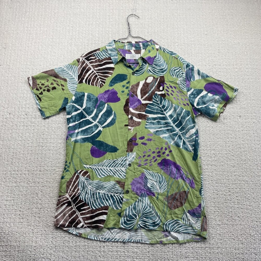 Street Legal Floral Hippie Men Sz L Button Down Shirt Large Artsy Boho Festival